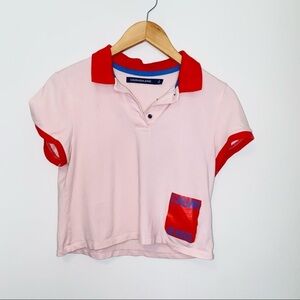 Calvin Klein Y2K Vintage Collared Colorblock Crop Top Size M